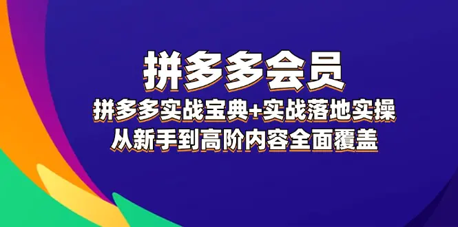 拼多多 会员，拼多多实战宝典+实战落地实操，从新手到高阶内容全面覆盖-小二项目网