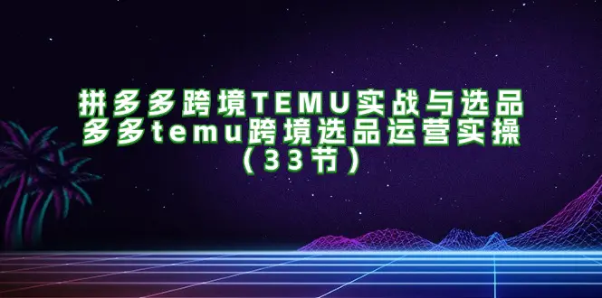 拼多多跨境TEMU实战与选品，多多temu跨境选品运营实操（33节）-小二项目网