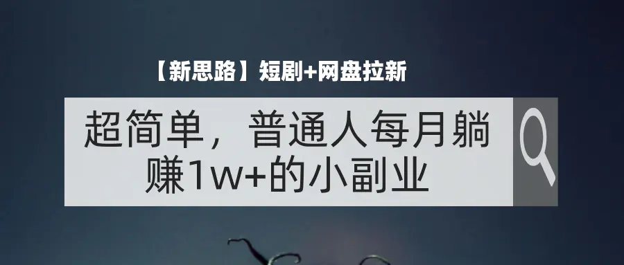 短剧+网盘拉新，超简单，普通人每月躺赚1w+的小副业-小二项目网