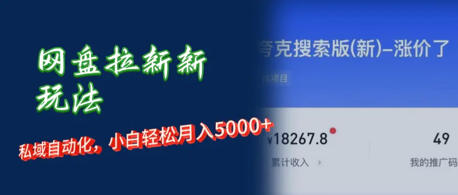 网盘拉新+私域运营，小白轻松月入5000+！-小二项目网