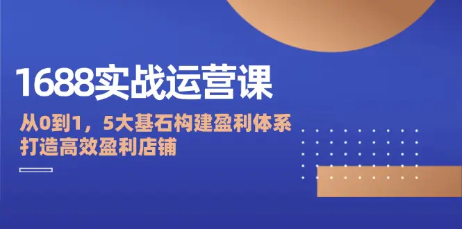 1688实战运营课：从0到1，5大基石构建盈利体系，打造高效盈利店铺-小二项目网