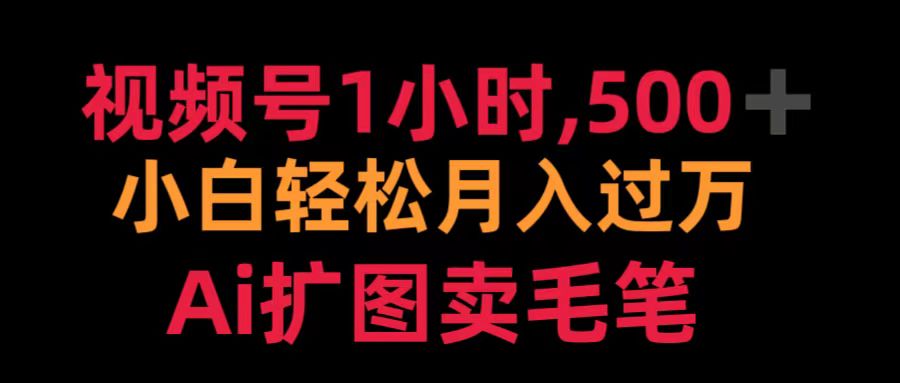 视频号1小时，500＋ 小白轻松月入过万 Ai扩图卖毛笔-小二项目网