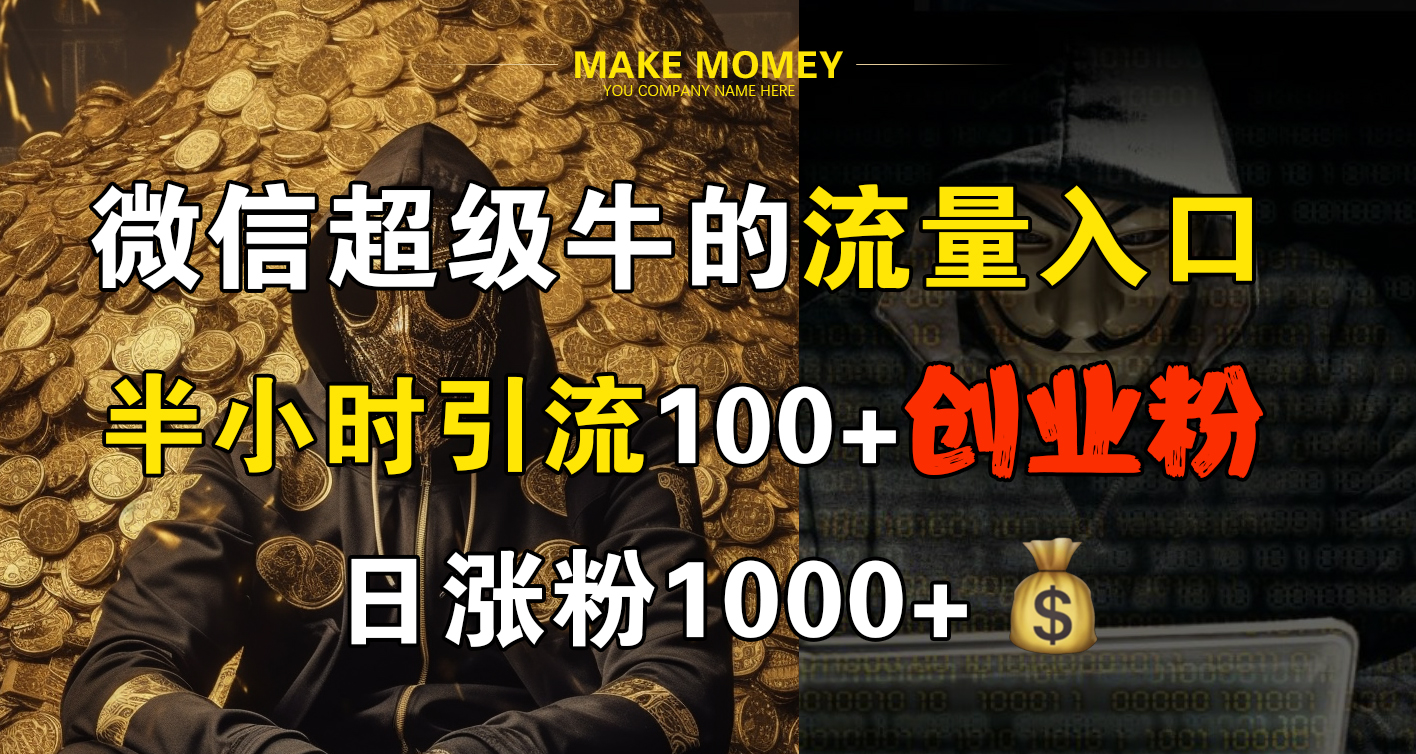 微信超级牛的流量入口，半小时引流100+创业粉，日涨粉1000+-小二项目网