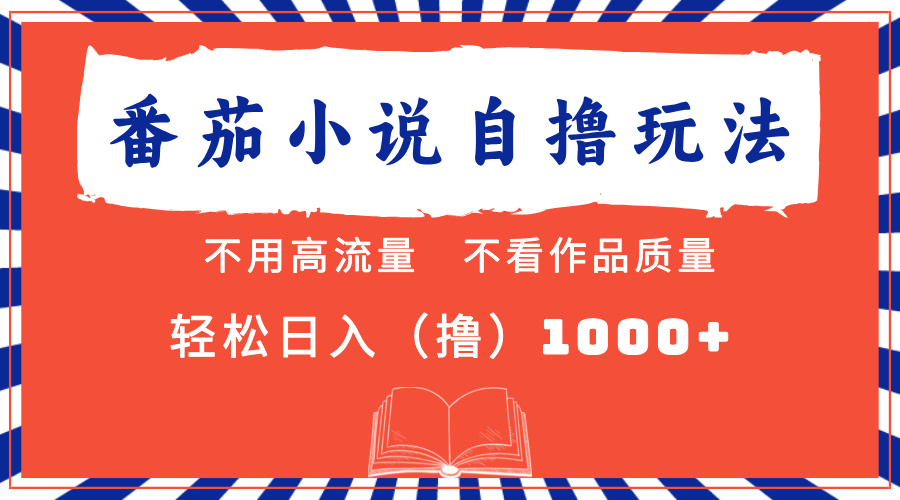 番茄小说最新自撸 不看流量 不看质量 轻松日入1000+-小二项目网