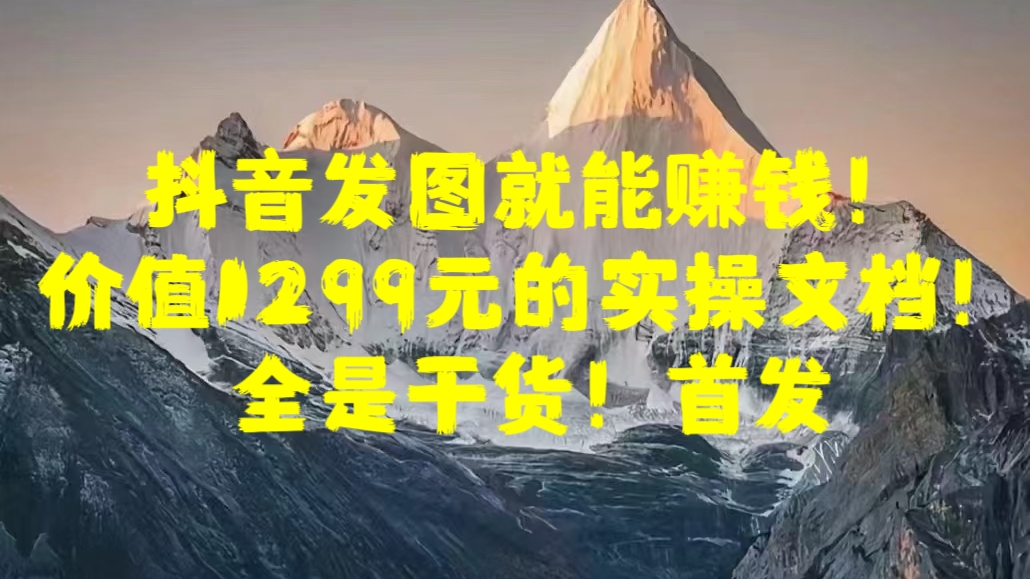 抖音发图就能赚钱！价值1299元的实操文档，全是干货！首发-小二项目网