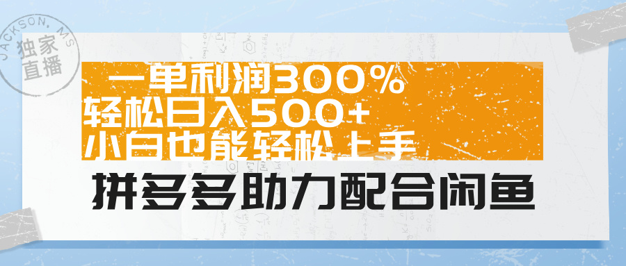 拼多多助力配合闲鱼 一单利润300% 轻松日入500+ 小白也能轻松上手！-小二项目网