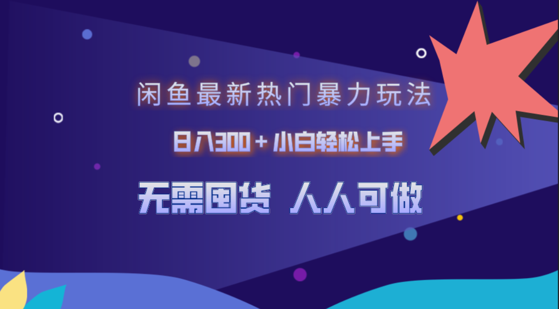 闲鱼最新热门暴力玩法，日入300＋小白轻松上手-小二项目网