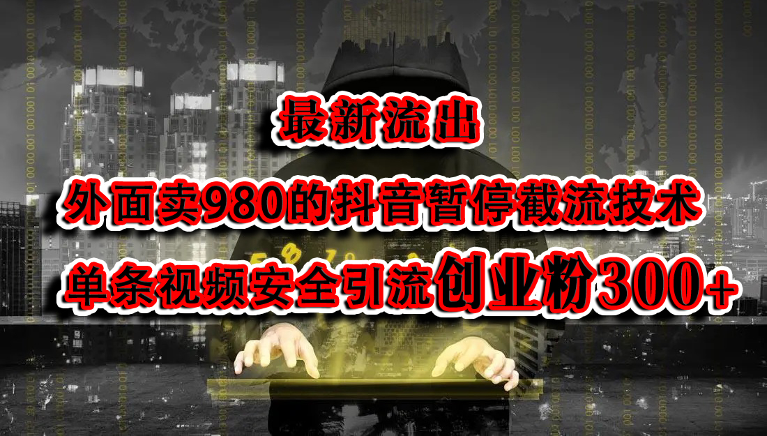 最新流出：外面卖980的抖音暂停截流技术单条视频安全引流创业粉300+-小二项目网