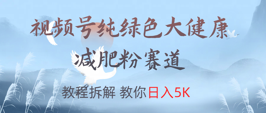 视频号纯绿色大健康粉赛道，教程拆解，教你日入5K-小二项目网