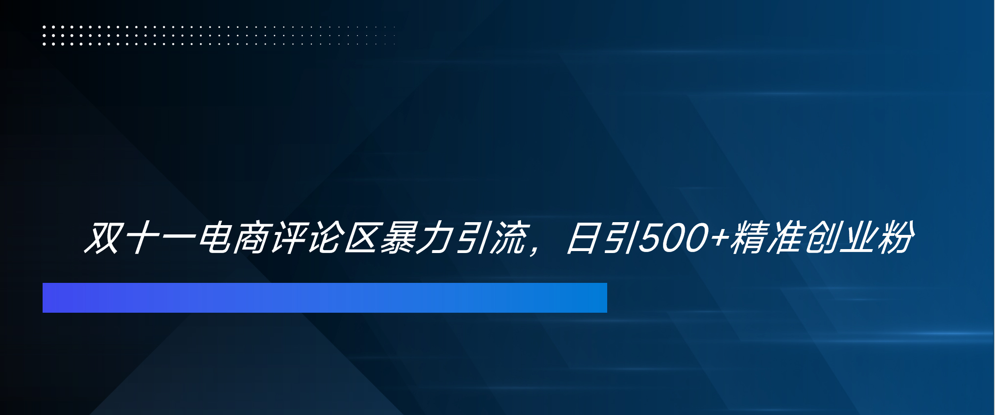 双十一电商评论区暴力引流，日引500+精准创业粉！！！-小二项目网