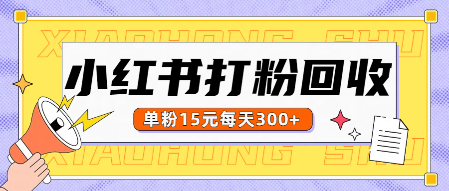 小红书打粉，单粉15元回收每天300+-小二项目网