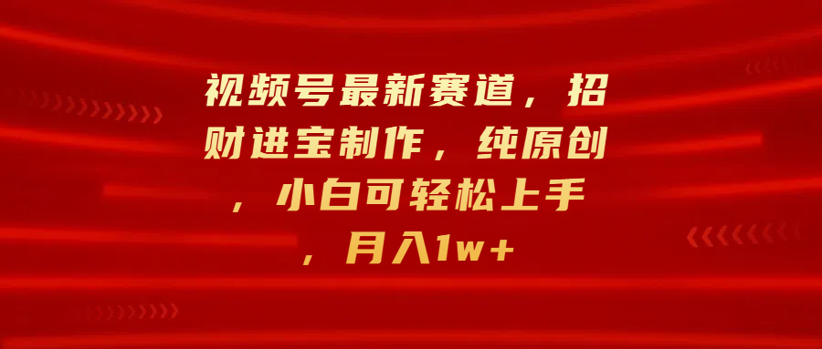 视频号最新赛道，招财进宝制作，纯原创，小白可轻松上手，月入1w+-小二项目网