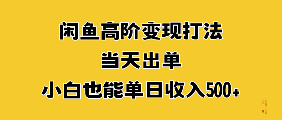 闲鱼高阶变现打法，当天出单，小白也能单日收入500+-小二项目网