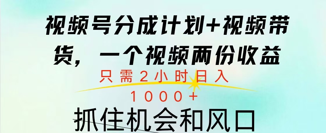 视频号橱窗带货， 10分钟一个视频， 2份收益，日入1000+-小二项目网