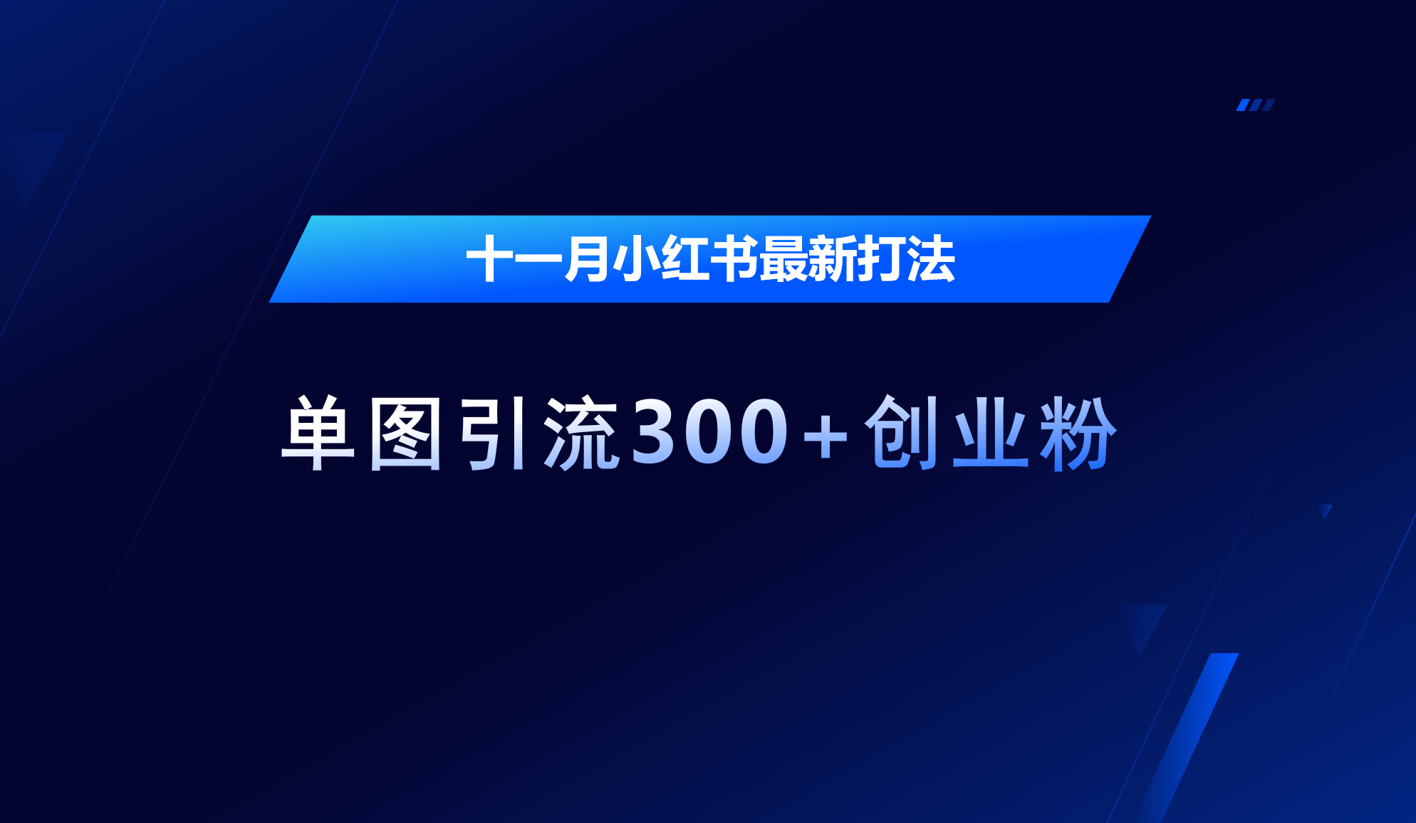 十一月，小红书最新打法，单图引流300+创业粉-小二项目网