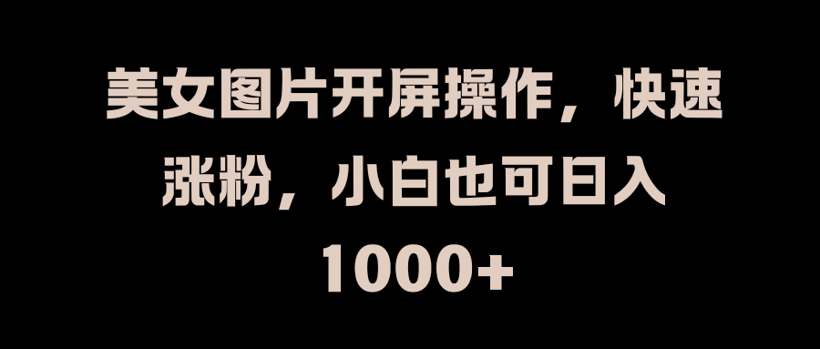 美女图片开屏操作，快速涨粉，小白也可日入1000+-小二项目网