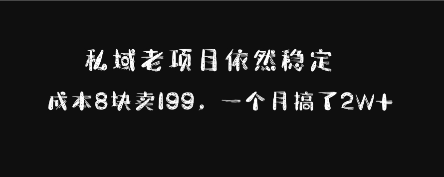 私域老项目依然稳定，成本8块卖199，一个月搞了2W+-小二项目网