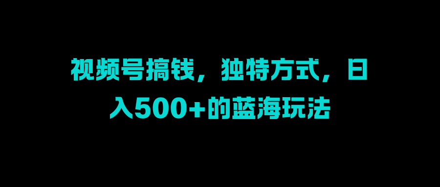 视频号搞钱，独特方式，日入500+的蓝海玩法-小二项目网