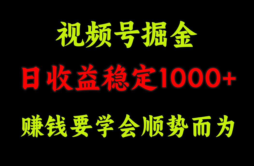 视频号掘金，单日收益稳定在1000+-小二项目网