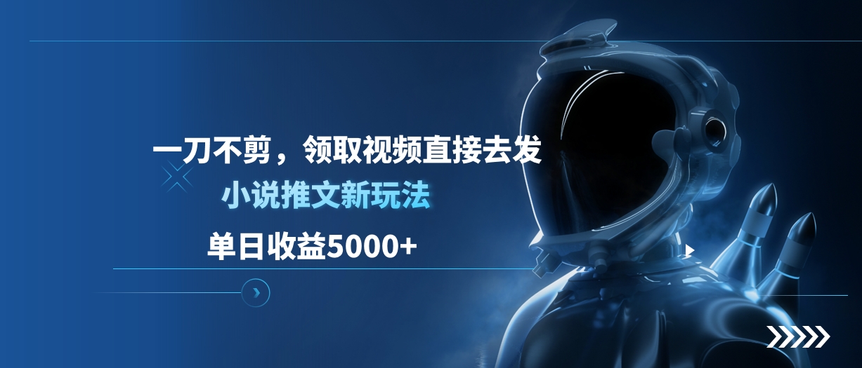 单日收益5000+，小说推文新玩法，一刀不剪，领取视频直接去发-小二项目网