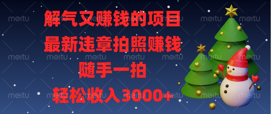 最新违章拍照赚钱，随手一拍，解气又赚钱的项目，轻松收入3000+-小二项目网