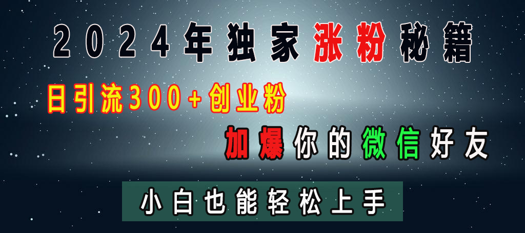 2024年独家涨粉秘籍，日引流300+创业粉，加爆你的微信好友，小白也能轻松上手-小二项目网