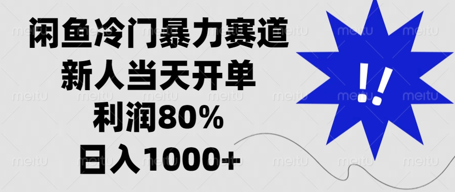 闲鱼冷门暴力赛道，利润80%，日入1000+新人当天开单，-小二项目网