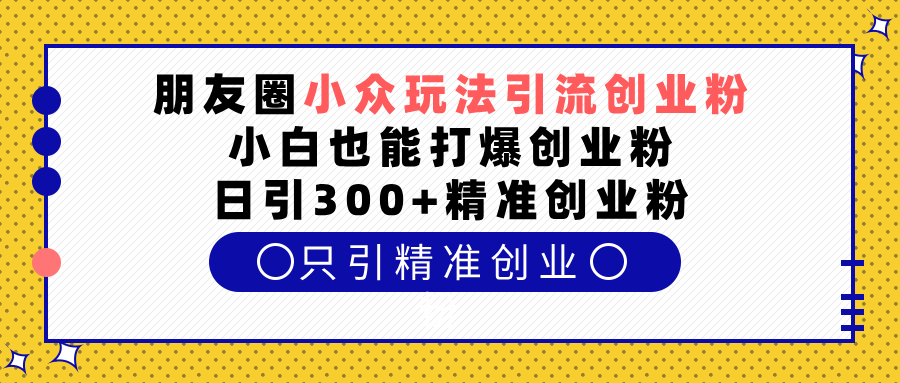 朋友圈小众玩法引流创业粉，小白也能打爆创业粉，日引300+精准创业粉-小二项目网