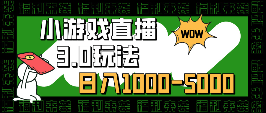 小游戏直播3.0玩法，日入1000-5000，30分钟学会-小二项目网