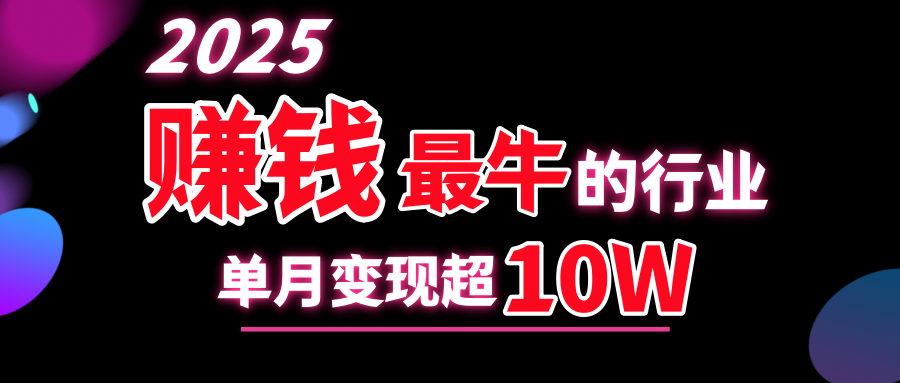 2025赚钱最牛的行业，单月变现超10w-小二项目网