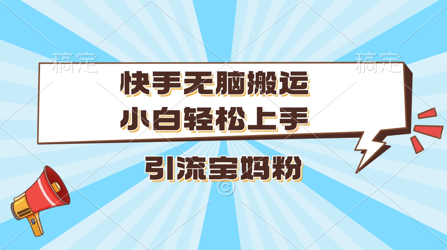 快手无脑搬运，小白轻松上手，引流宝妈粉-小二项目网