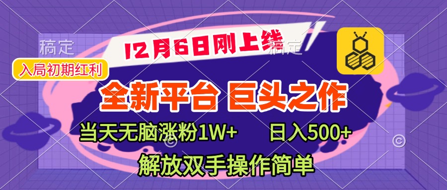 全新引流平台，巨头之作，当天无脑涨粉1W+，日入现500+，解放双手操作简单-小二项目网