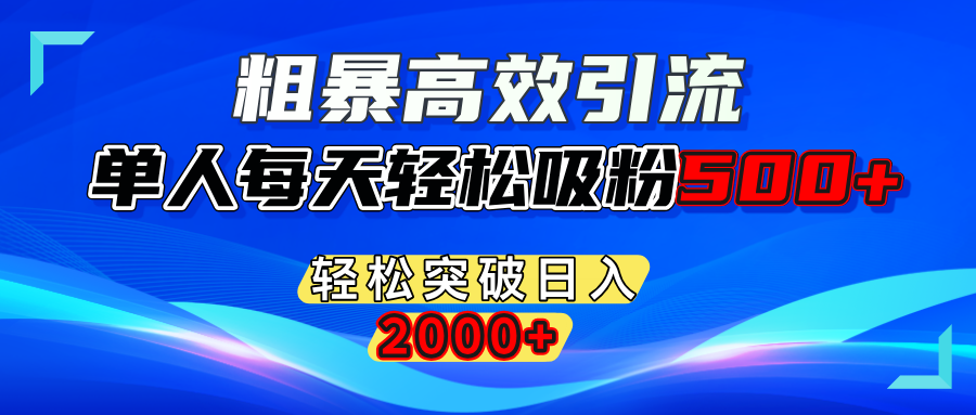 粗暴高效引流,单人每天轻松吸粉500+,轻松突破日入2000+-小二项目网