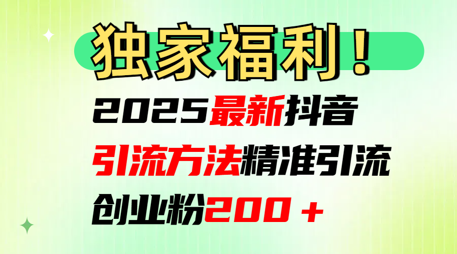 2025最新抖音引流方法每日精准引流创业粉200＋-小二项目网