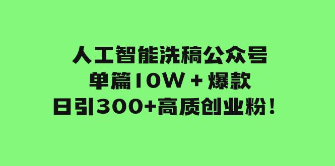 人工智能洗稿公众号单篇10W＋爆款，日引300 高质创业粉！-小二项目网