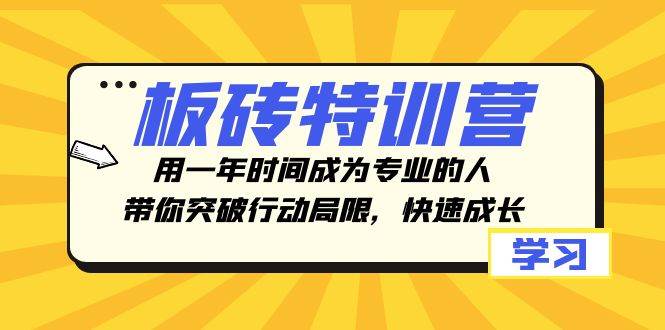 板砖特训营，用一年时间成为专业的人，带你突破行动局限，快速成长-小二项目网