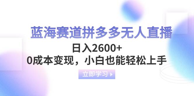 蓝海赛道拼多多无人直播，日入2600 ，0成本变现，小白也能轻松上手-小二项目网